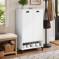 Sturdy White Engineered Wood Shoe Cabinet for Organising