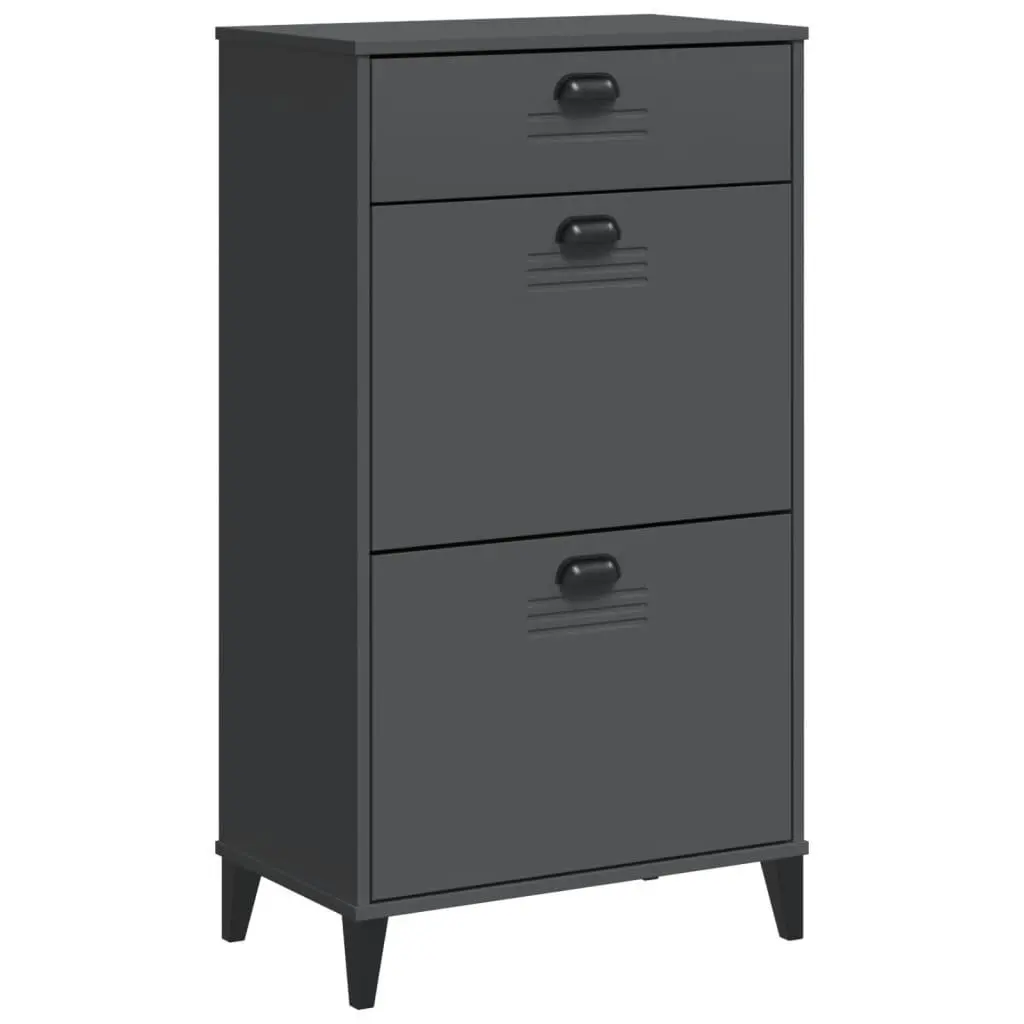 Anthracite Grey Engineered Wood Shoe Cabinet with Flip Drawers