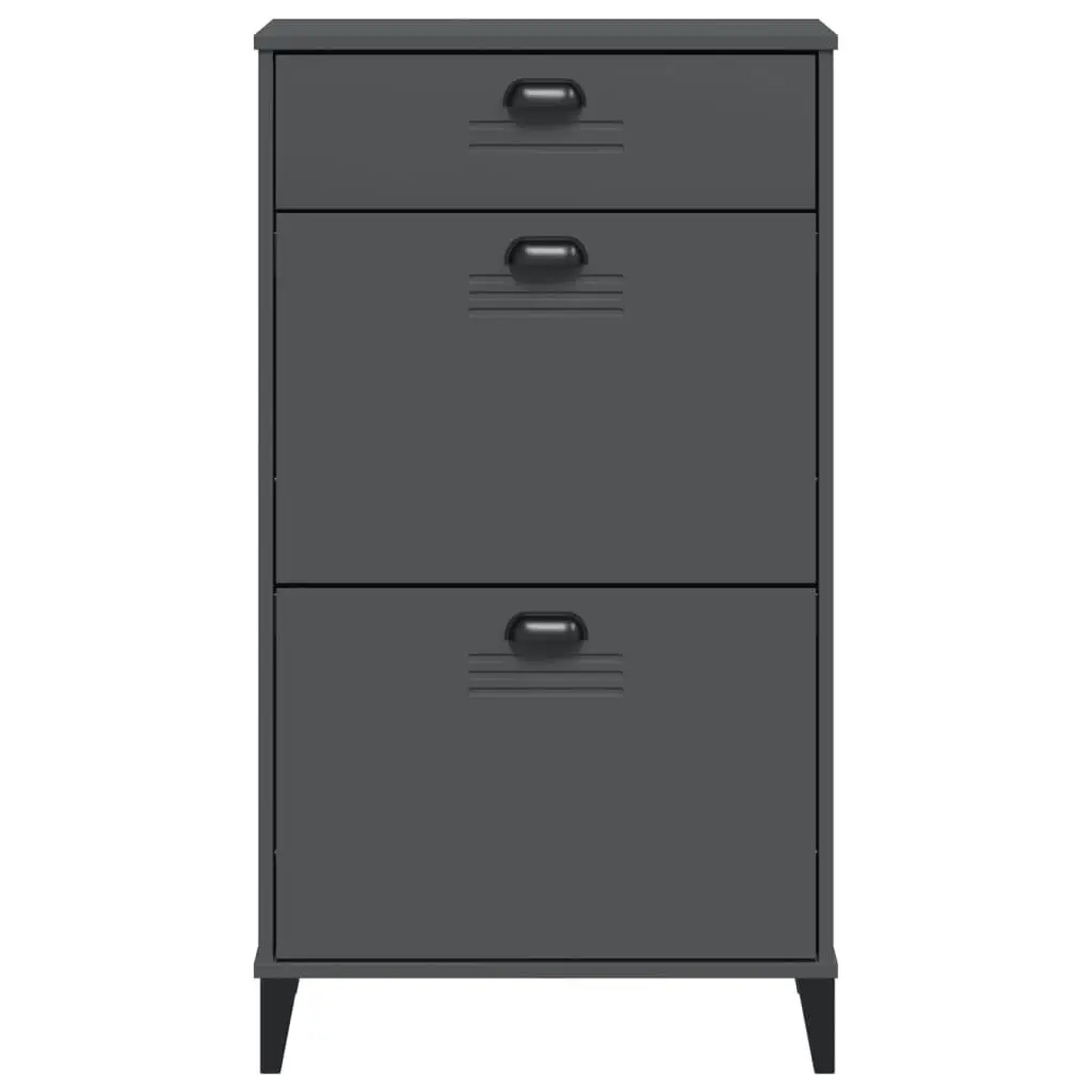 Anthracite Grey Engineered Wood Shoe Cabinet with Flip Drawers