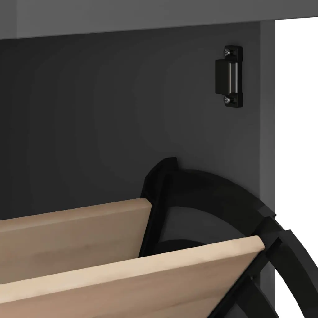 Anthracite Grey Engineered Wood Shoe Cabinet with Flip Drawers