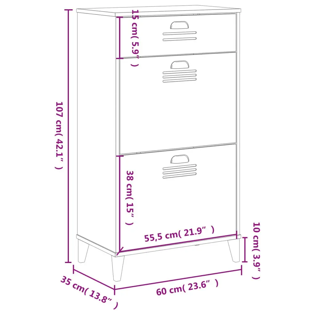 Anthracite Grey Engineered Wood Shoe Cabinet with Flip Drawers