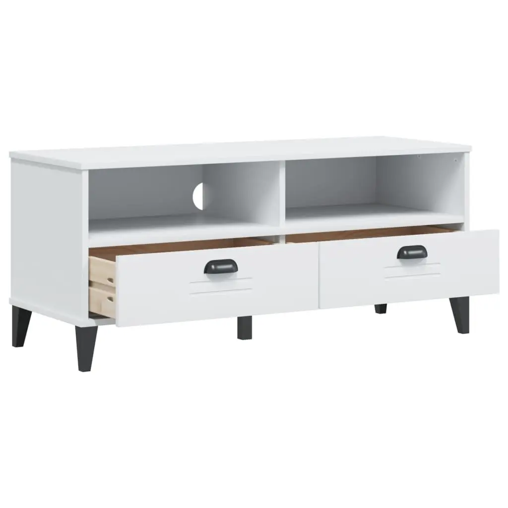White Engineered Wood TV Cabinet with Cable Management