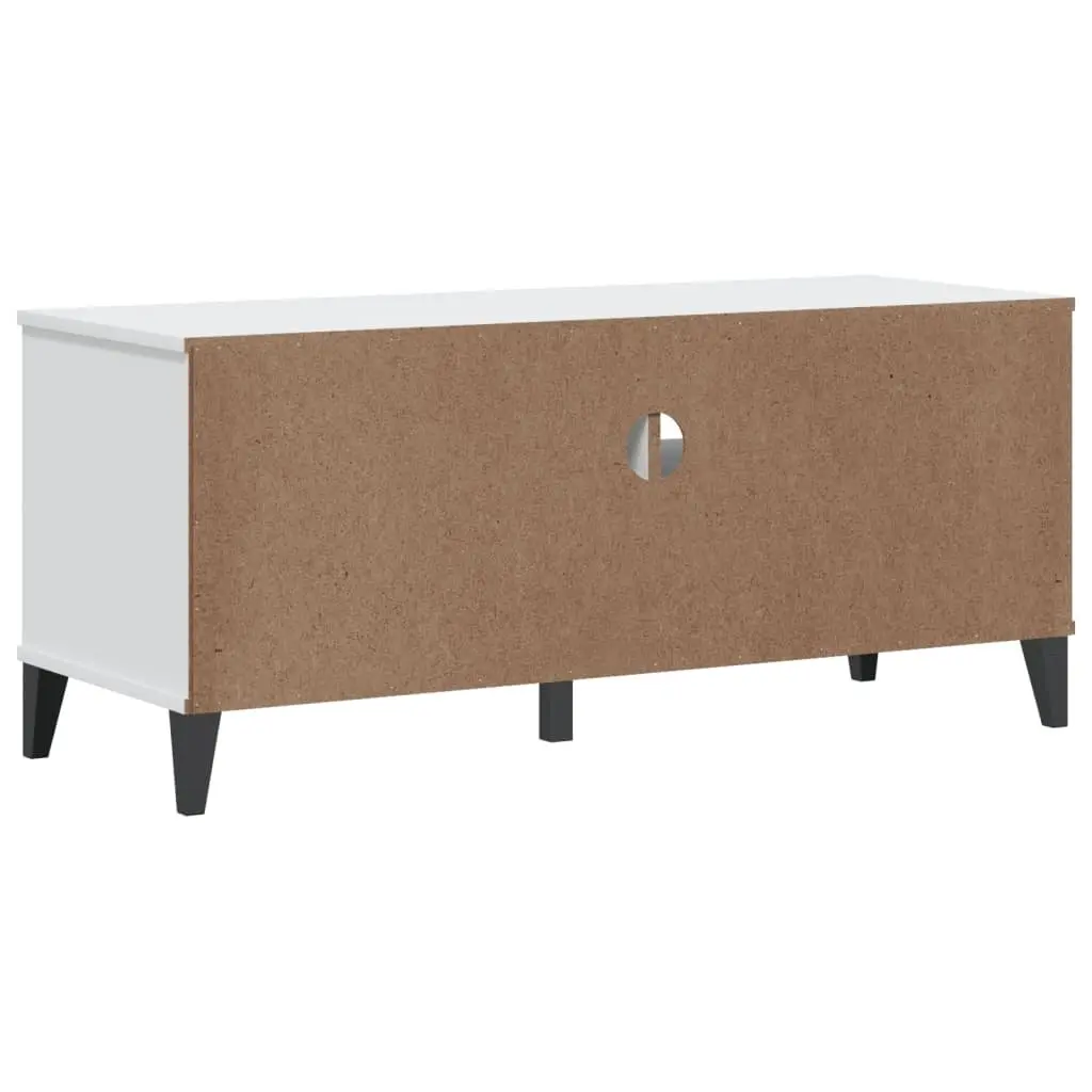 White Engineered Wood TV Cabinet with Cable Management