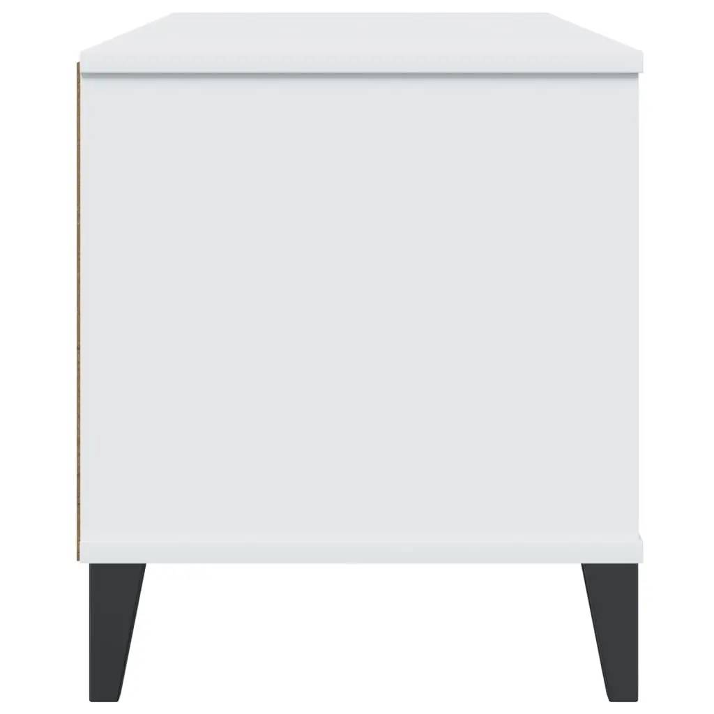 White Engineered Wood TV Cabinet with Cable Management