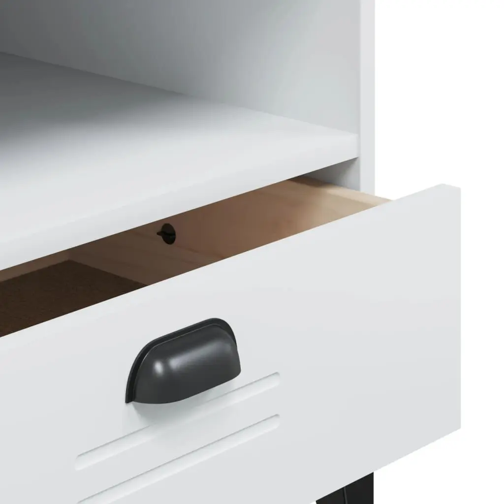 White Engineered Wood TV Cabinet with Cable Management