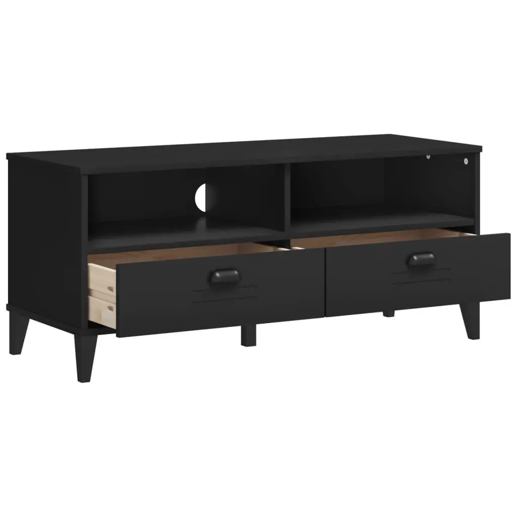TV Cabinet Black Engineered Wood Media Storage Unit Industrial Design Sideboard