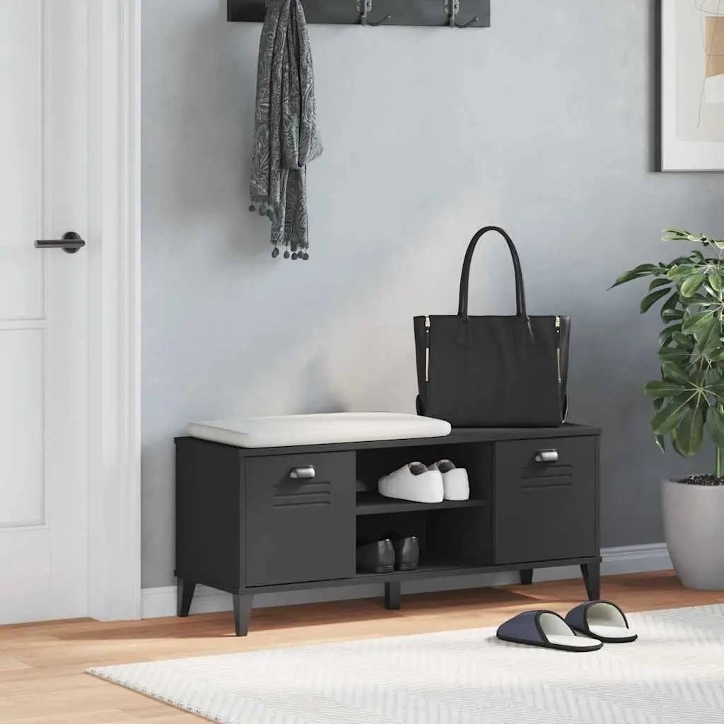 Shoe Bench Engineered Wood 106 x 35 x 45 cm Black