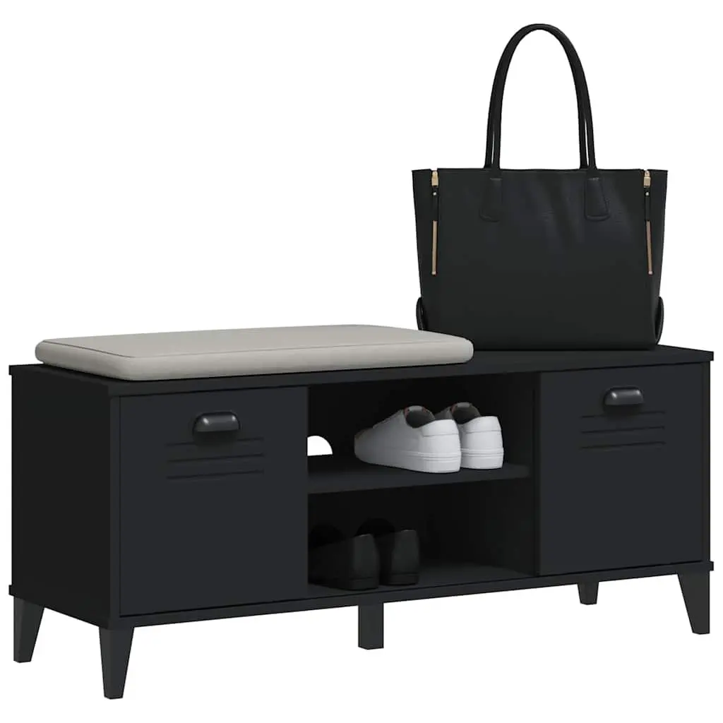 Shoe Bench Engineered Wood 106 x 35 x 45 cm Black