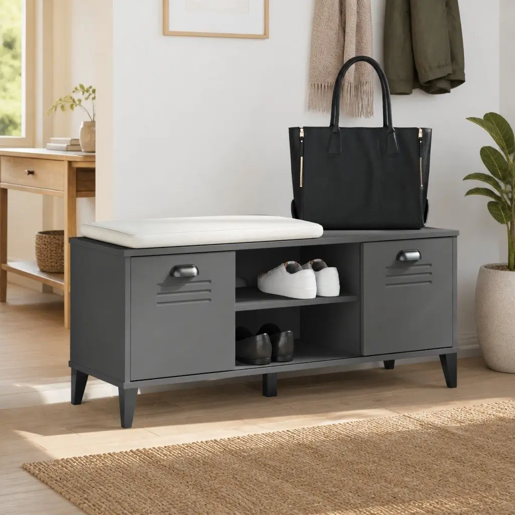Anthracite Grey Engineered Wood Shoe Bench with Storage