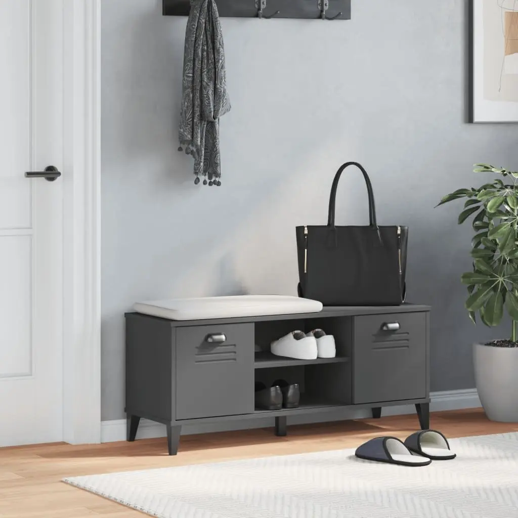 Anthracite Grey Engineered Wood Shoe Bench with Storage