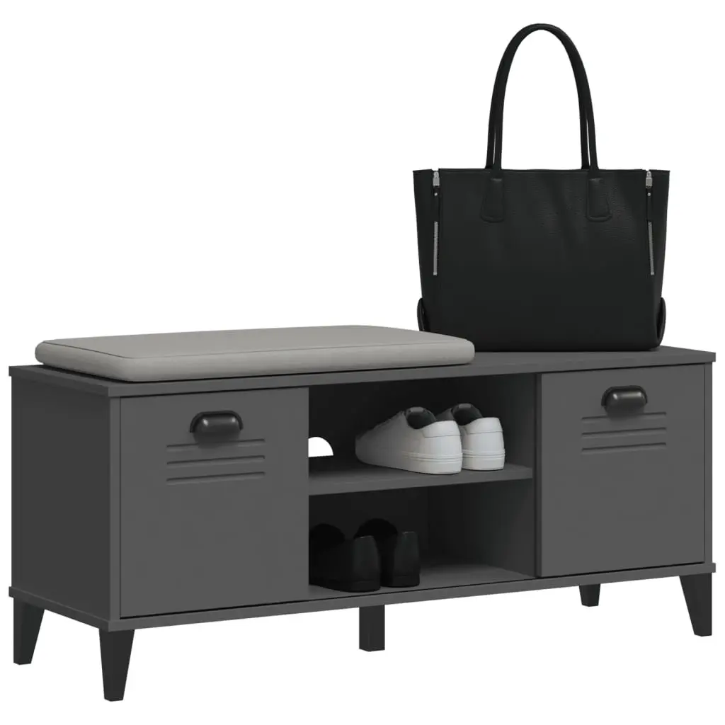 Anthracite Grey Engineered Wood Shoe Bench with Storage