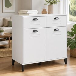Sideboard White Industrial Design Storage Cabinet 80x40x80 cm Engineered Wood