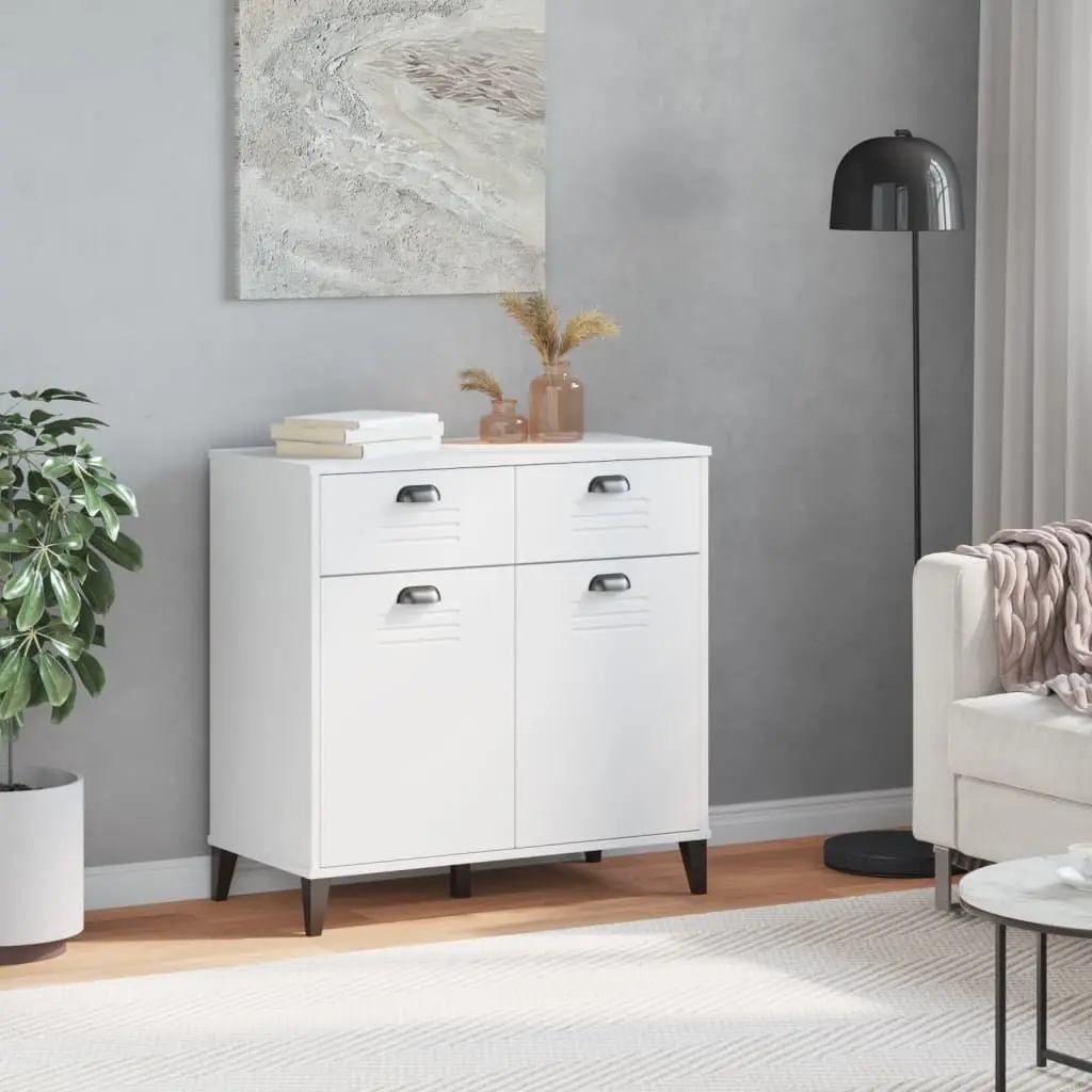 White Industrial Sideboard Storage Cabinet 80x40x80 cm