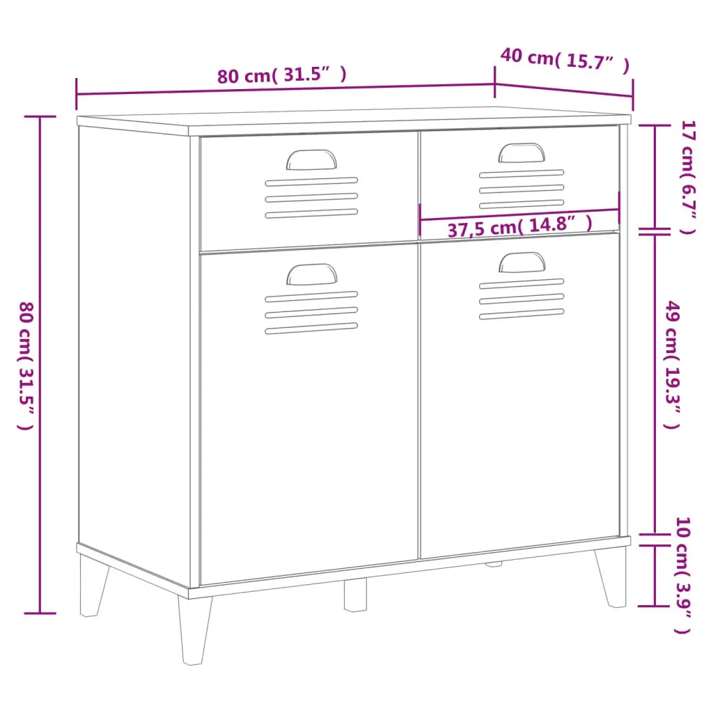 Industrial Style Anthracite Grey Sideboard Storage Unit