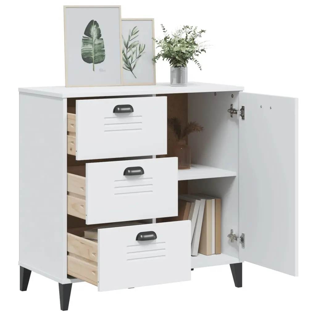 Sideboard White 80x40x80cm Industrial Design Cabinet Storage Buffet Hallway