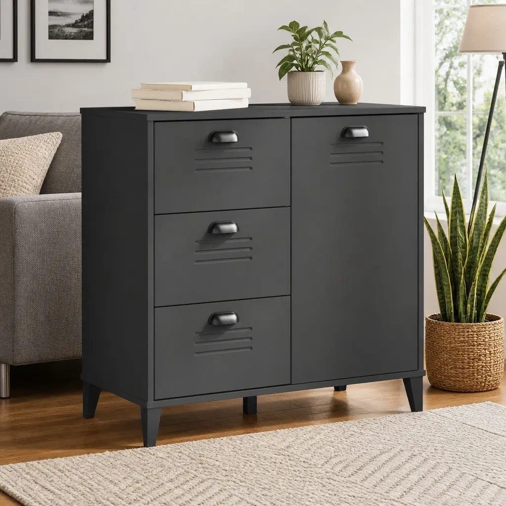 Industrial Sideboard Storage Cabinet in Anthracite Grey