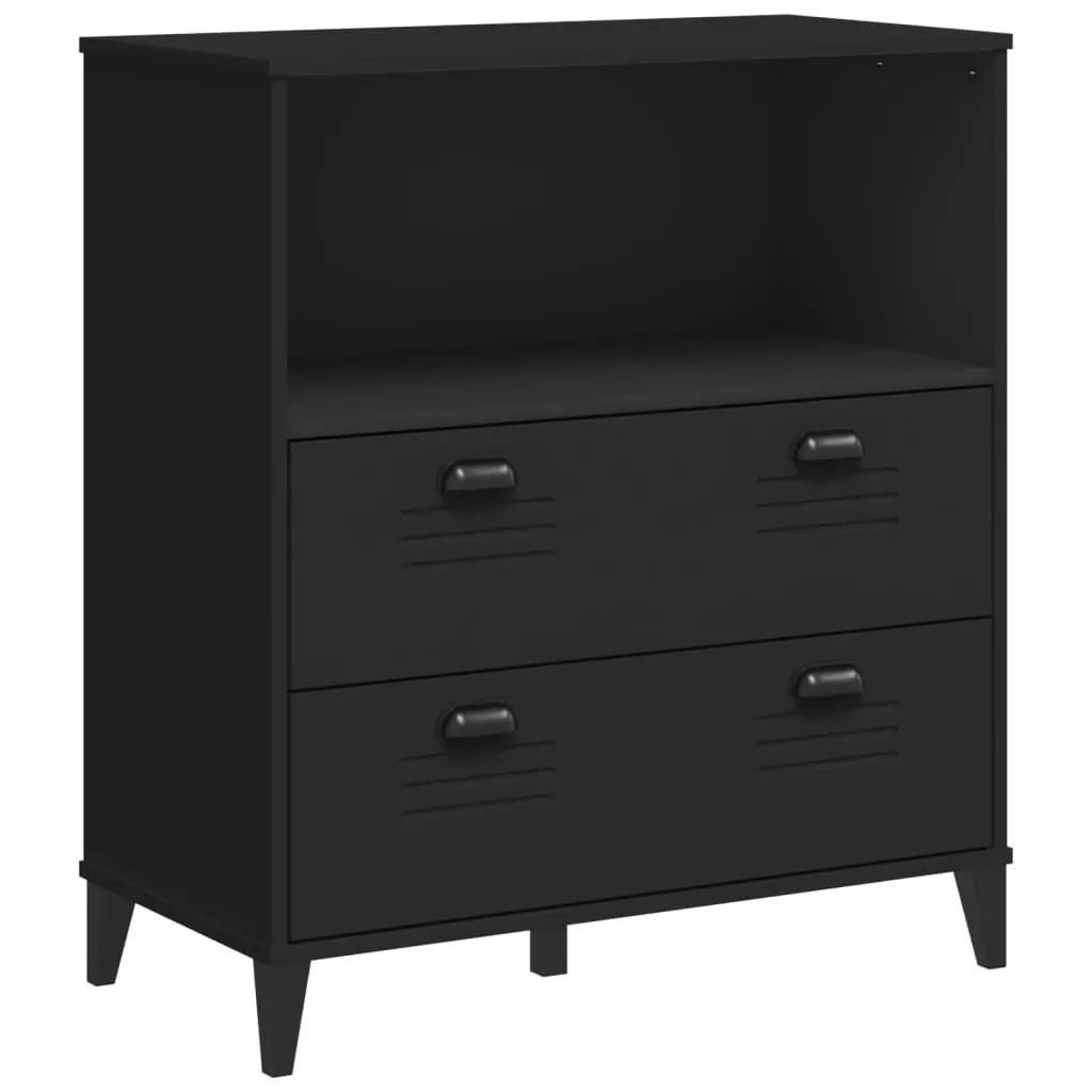Industrial Bookcase Engineered Wood 80x40x90cm Black
