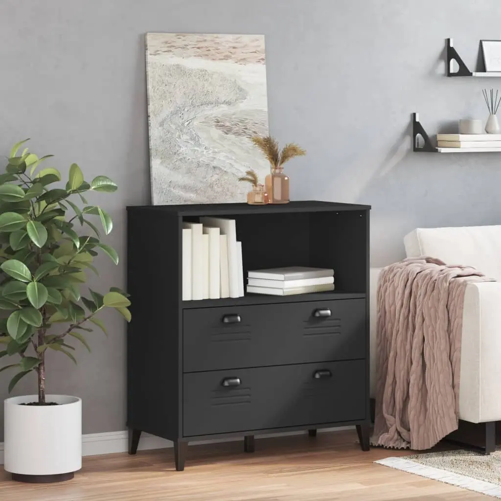 Industrial Bookcase Engineered Wood 80x40x90cm Black