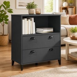 Anthracite Grey Engineered Wood Industrial Bookcase