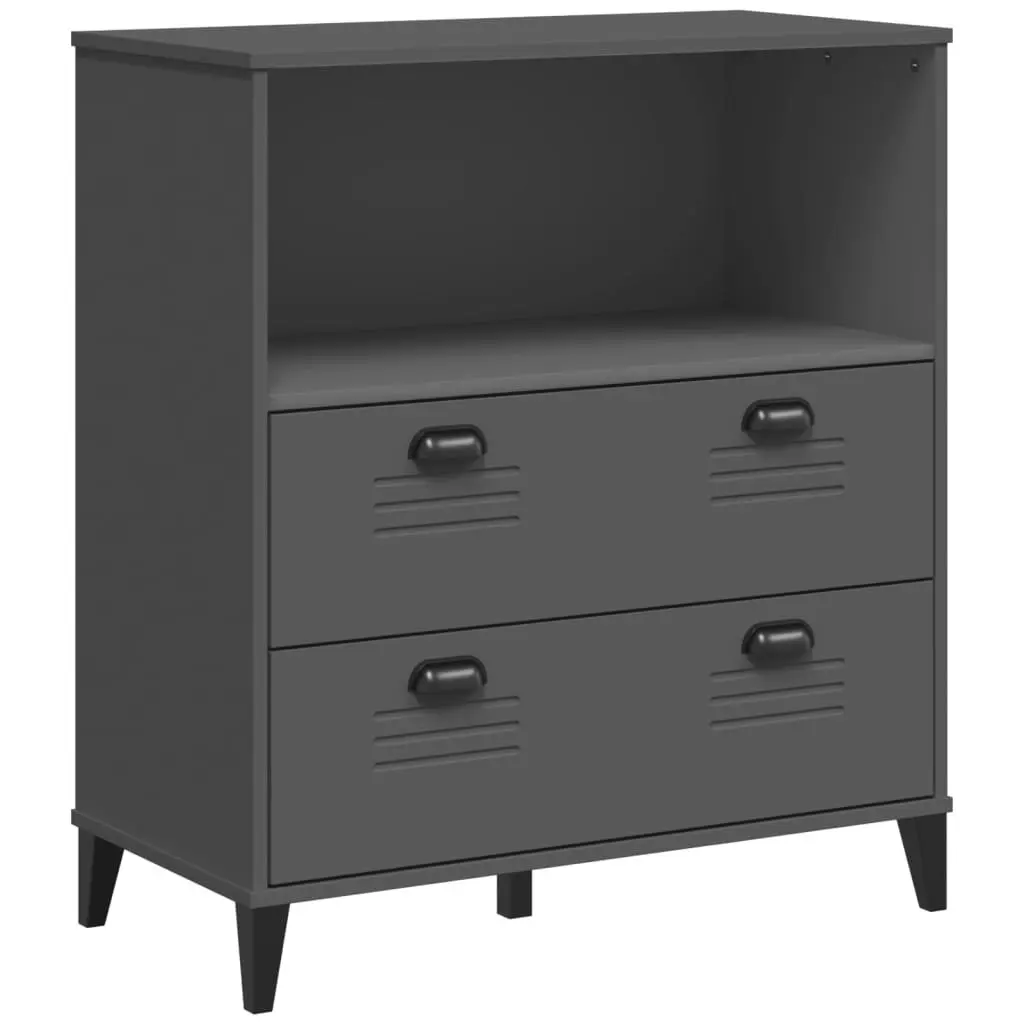 Anthracite Grey Engineered Wood Industrial Bookcase