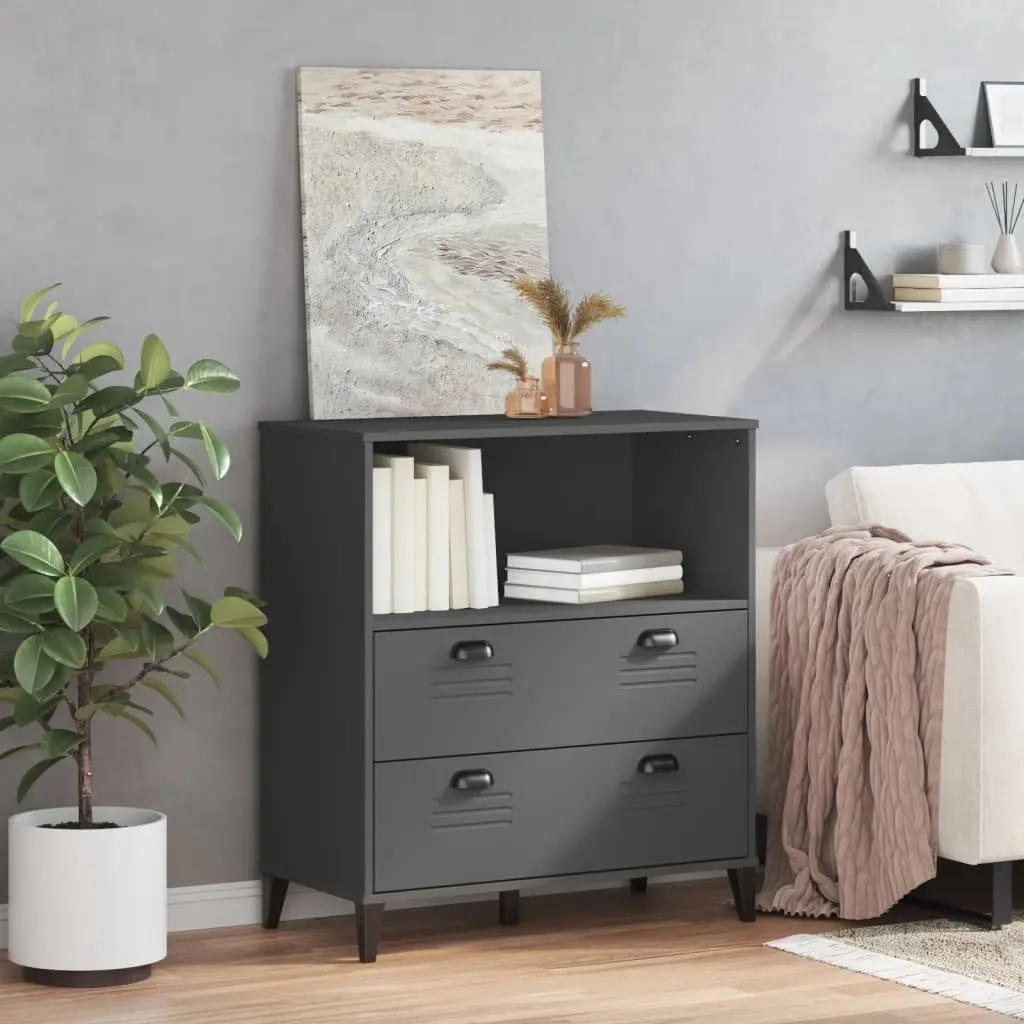 Anthracite Grey Engineered Wood Industrial Bookcase