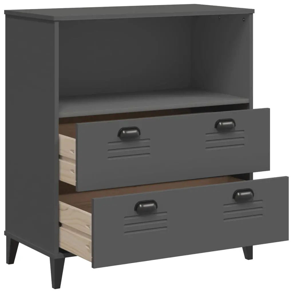Anthracite Grey Engineered Wood Industrial Bookcase