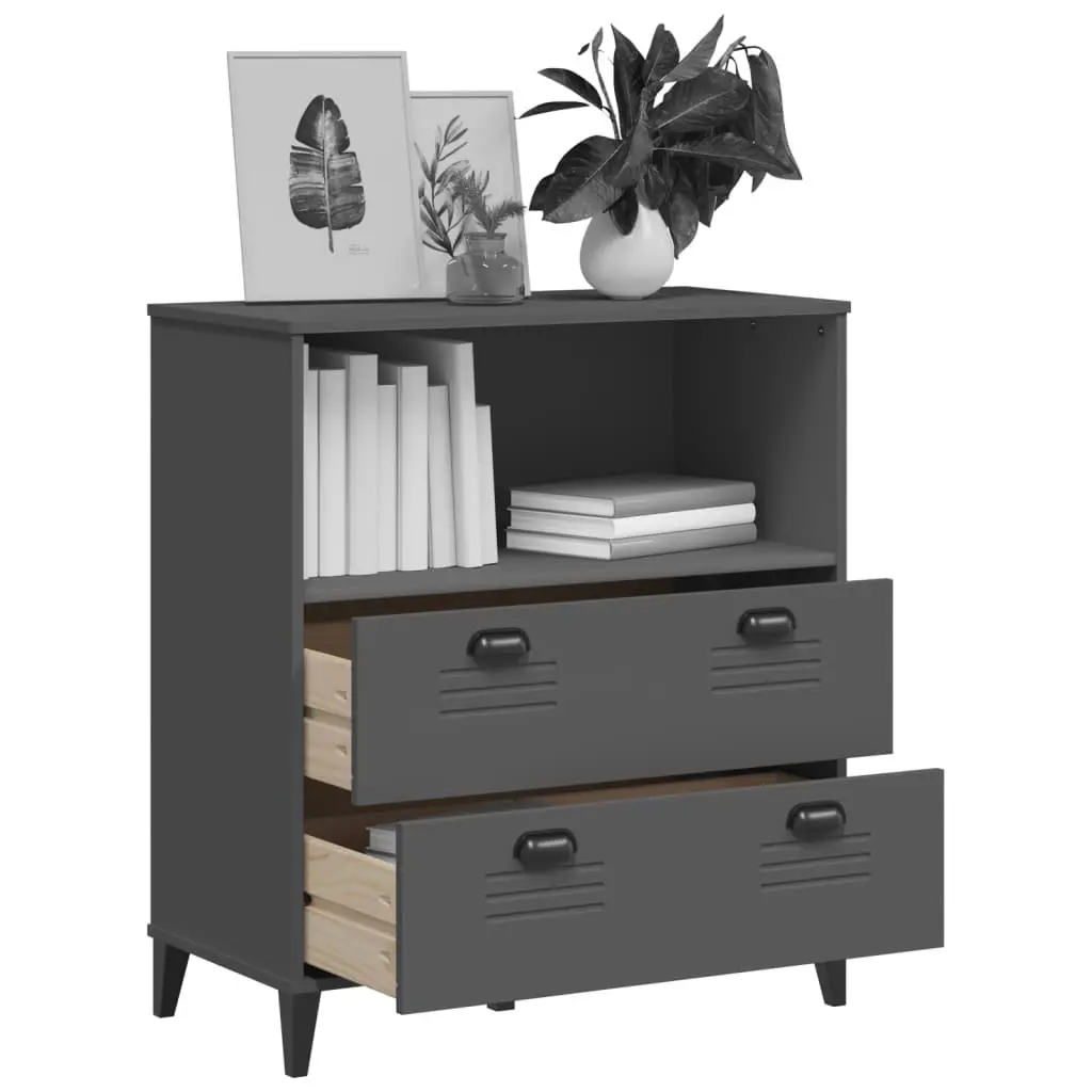 Anthracite Grey Engineered Wood Industrial Bookcase