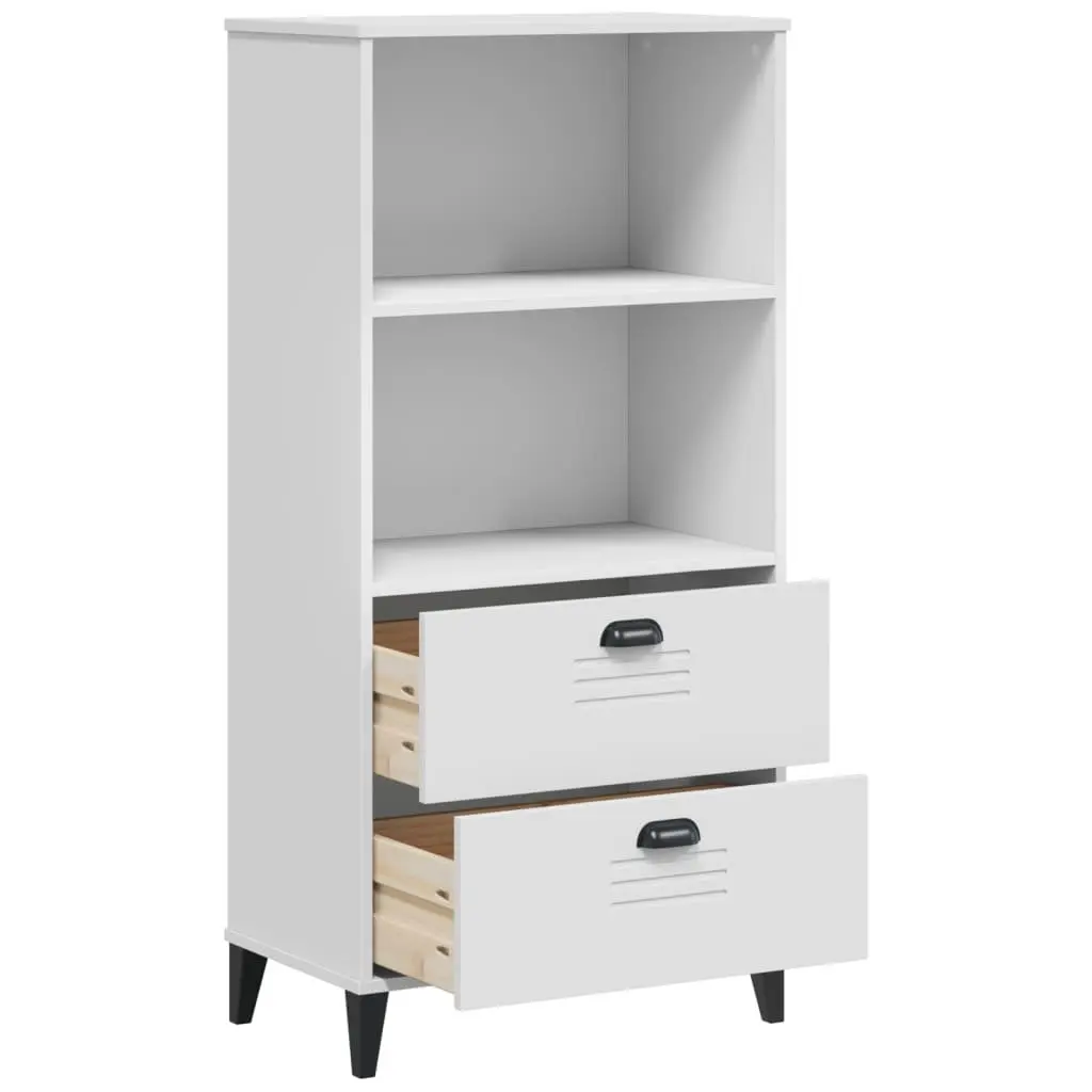 Bookcase White 60x35x123 cm Industrial Design Storage Shelf Engineered Wood