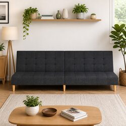 Durable 2-Seater Sofa Bed in Grey Fabric