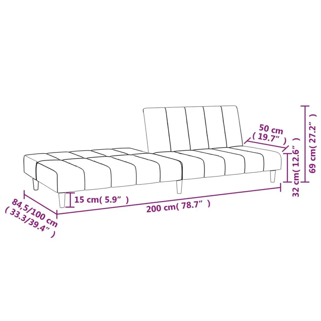 2-Seater Sofa Bed in Grey Fabric