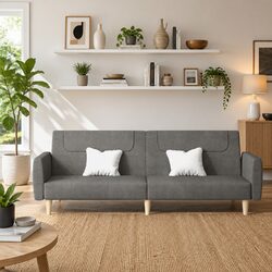 Grey Fabric 2-Seater Sofa Bed for Stylish Comfort