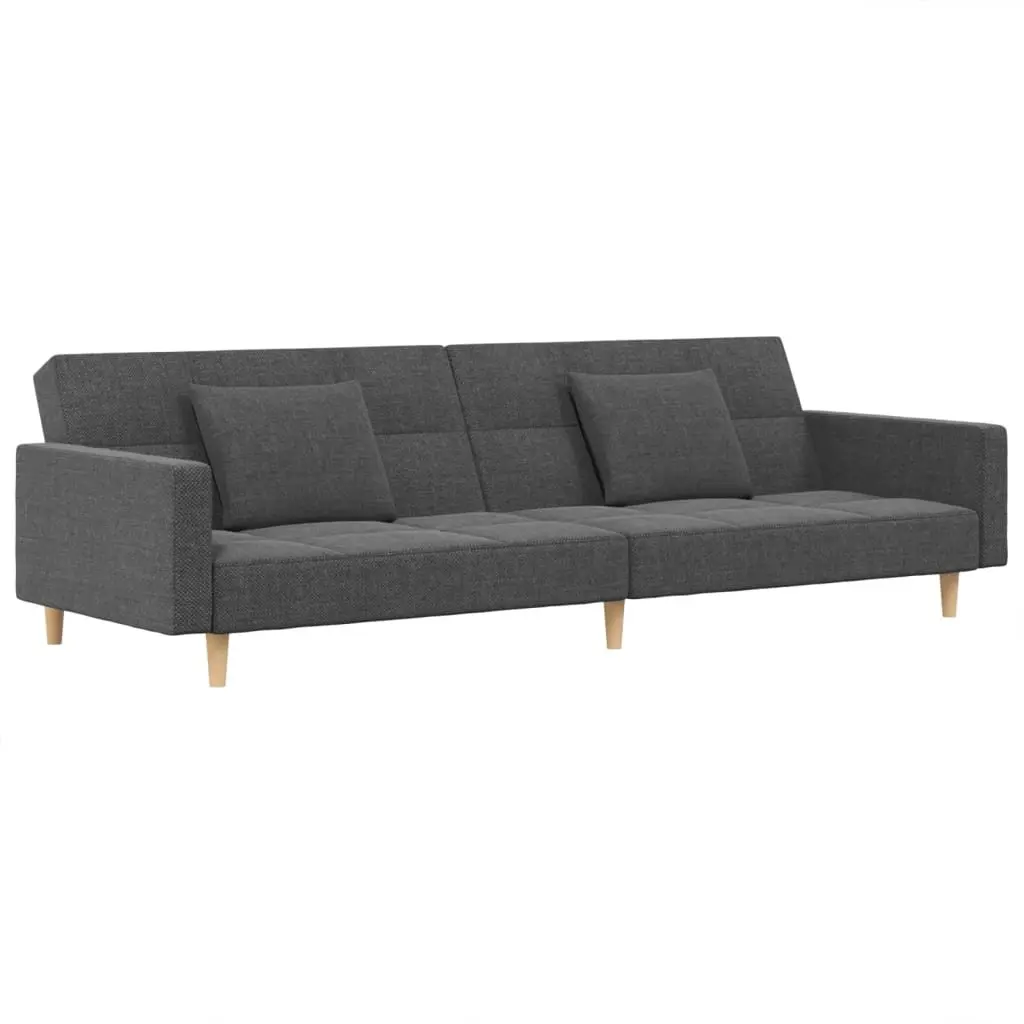 Light Grey Fabric 2-Seater Sofa Bed with Pillows