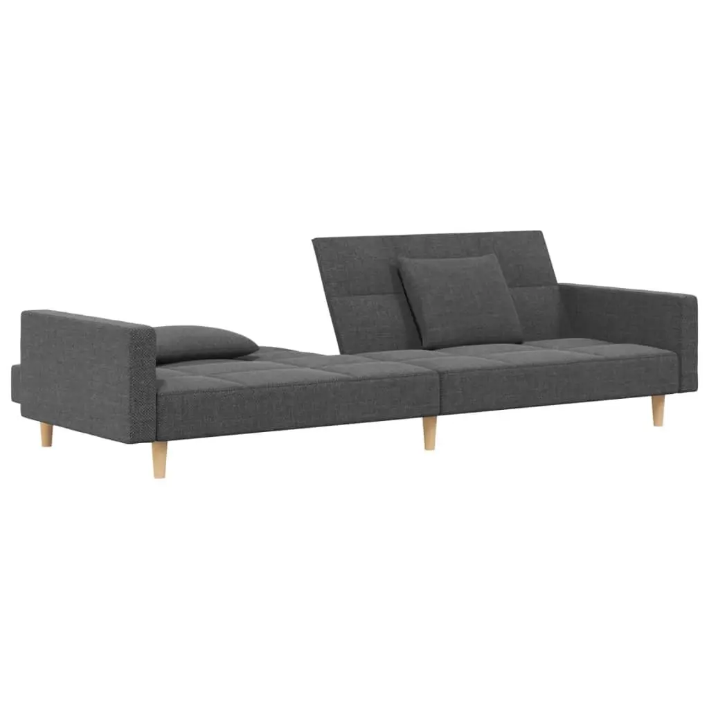 Light Grey Fabric 2-Seater Sofa Bed with Pillows