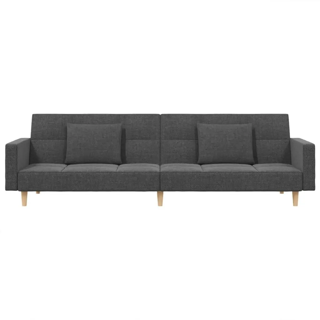 Light Grey Fabric 2-Seater Sofa Bed with Pillows