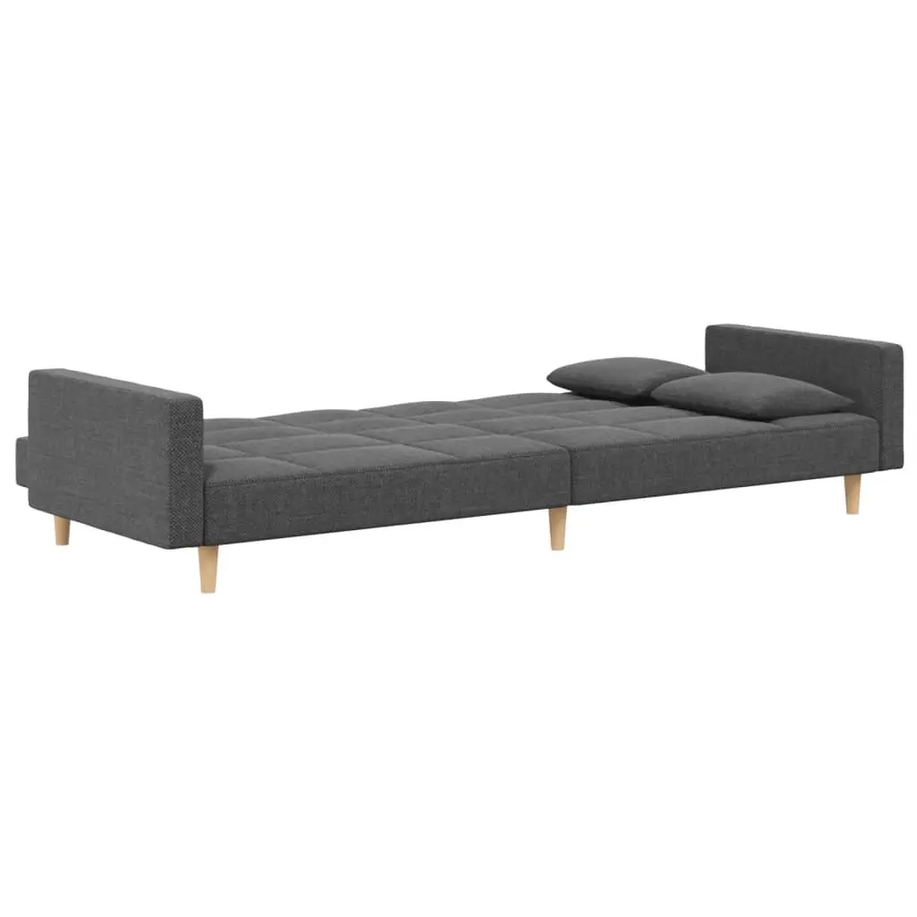 Light Grey Fabric 2-Seater Sofa Bed with Pillows