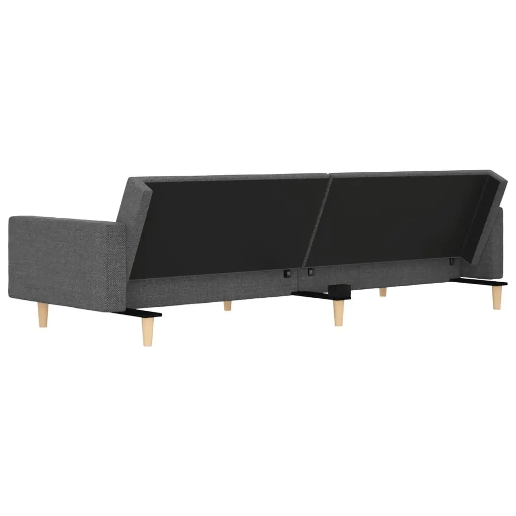 Light Grey Fabric 2-Seater Sofa Bed with Pillows