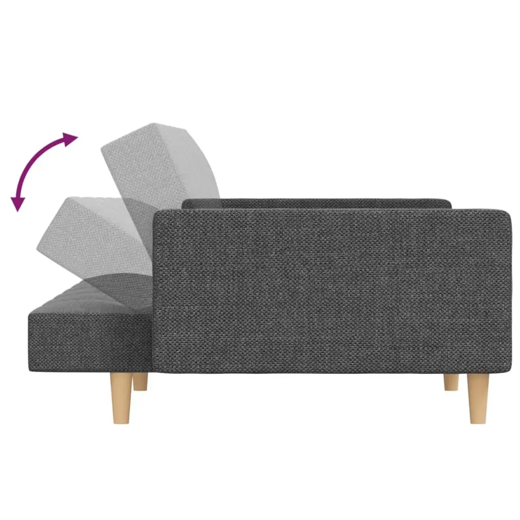 Light Grey Fabric 2-Seater Sofa Bed with Pillows