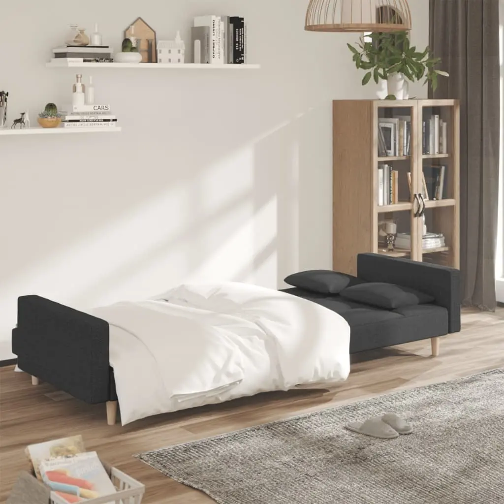 Sofa Bed Fabric Grey 2-Seater Convertible Day Bed