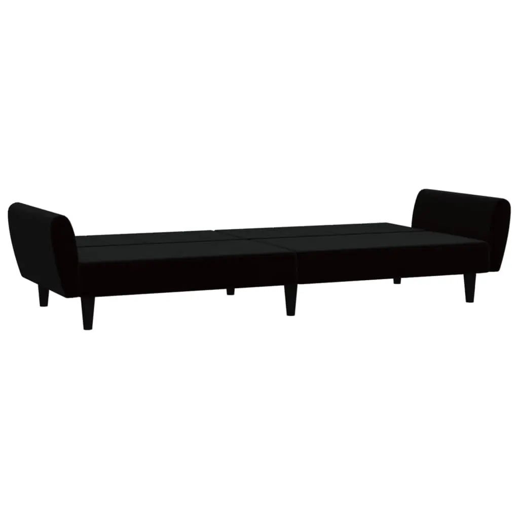 Black Velvet 2-Seater Convertible Sofa Bed for Guests