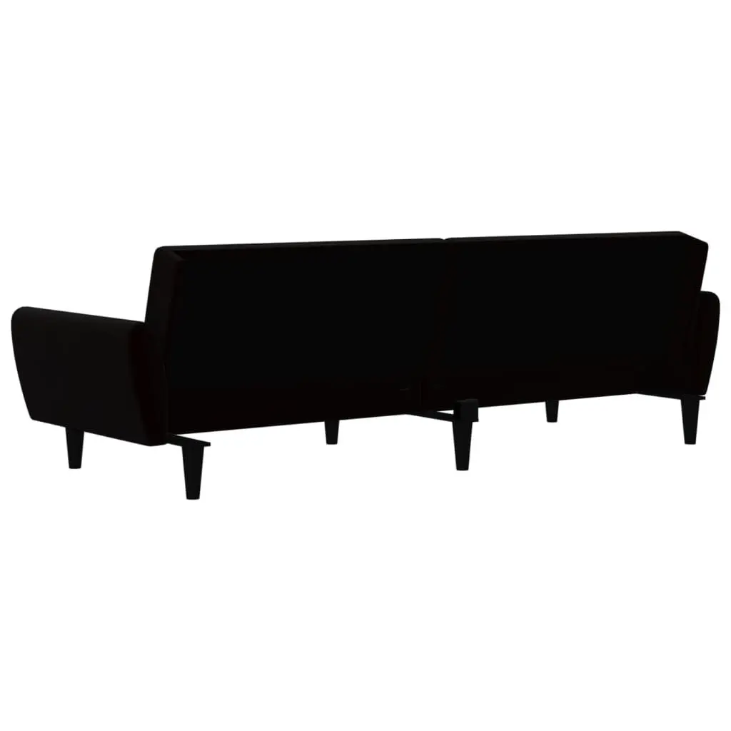 Black Velvet 2-Seater Convertible Sofa Bed for Guests