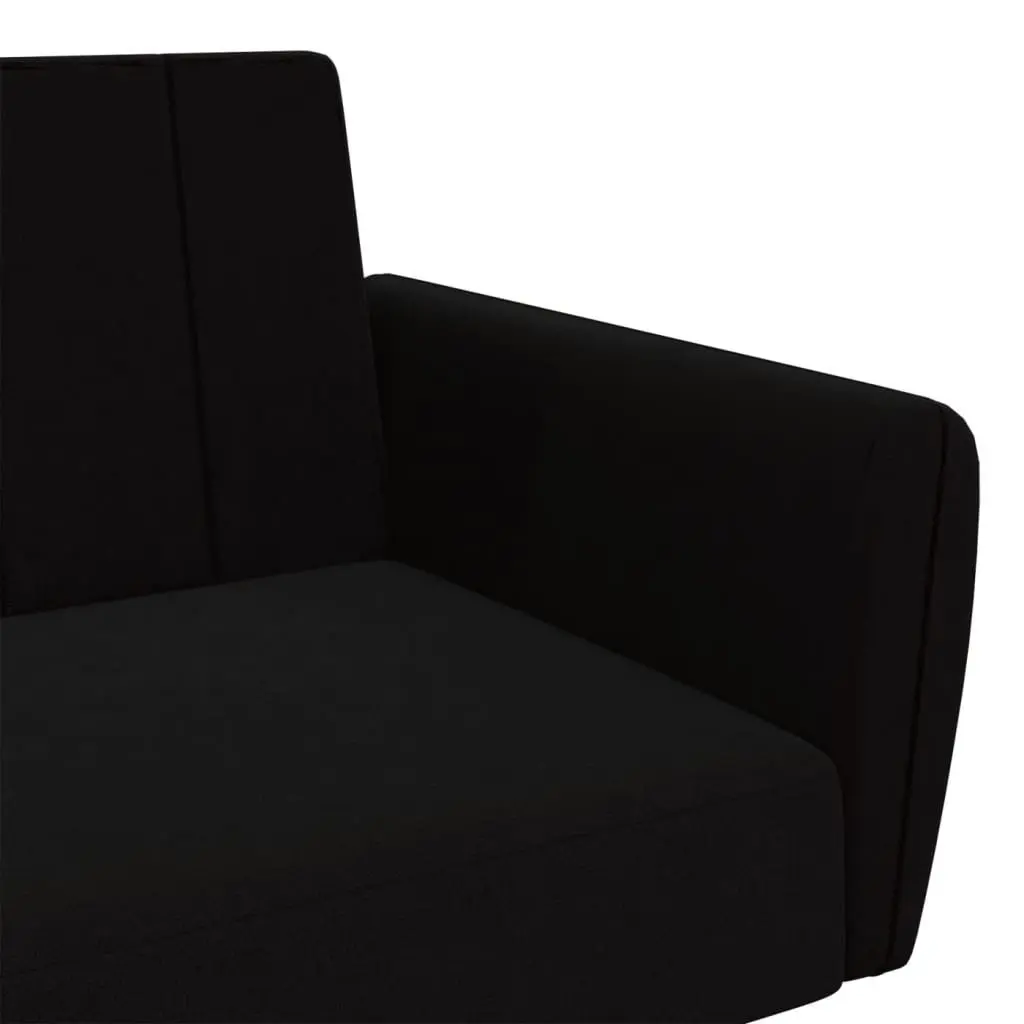 Black Velvet 2-Seater Convertible Sofa Bed for Guests