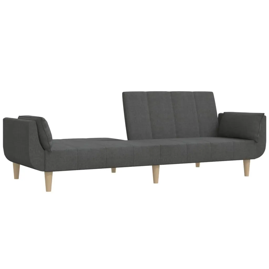 2-Seater Sofa Bed in Grey Fabric with Pillows