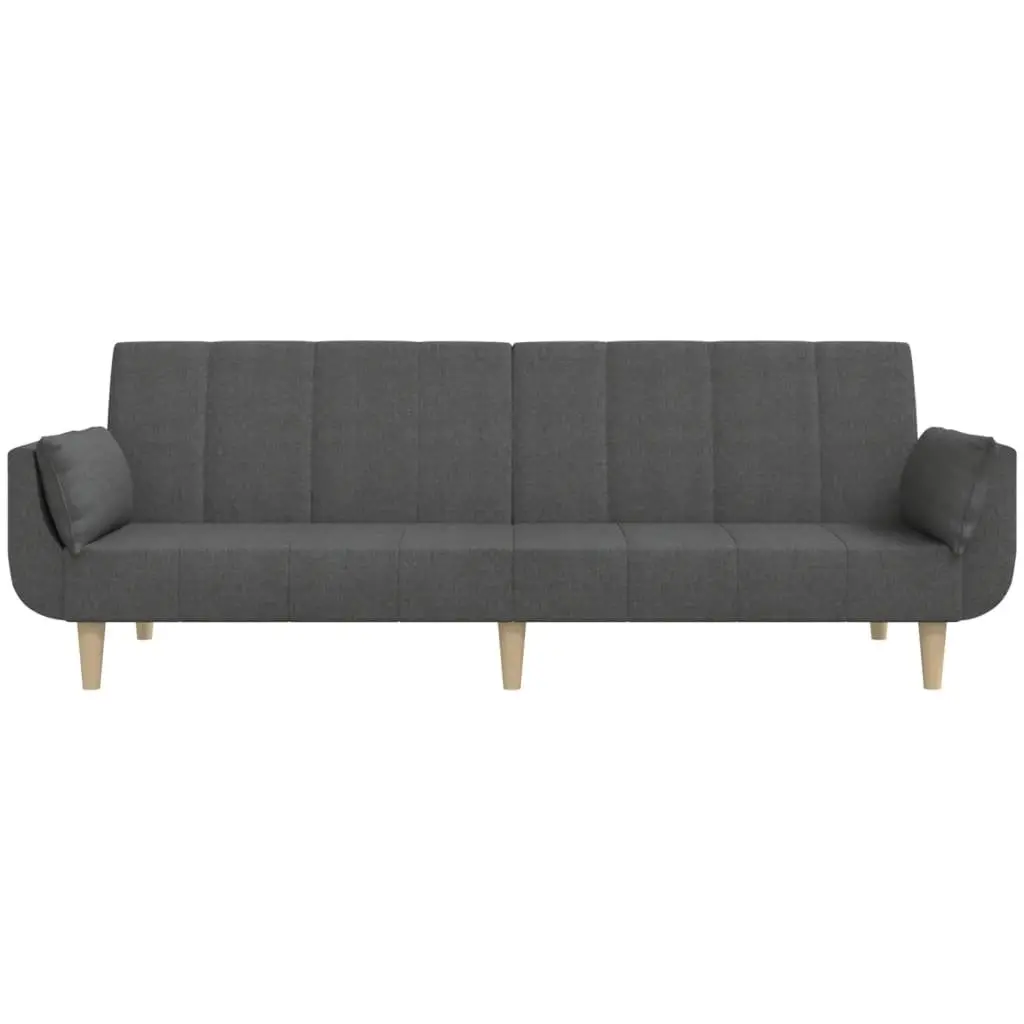 2-Seater Sofa Bed in Grey Fabric with Pillows