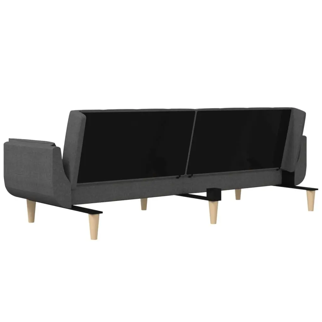 2-Seater Sofa Bed in Grey Fabric with Pillows