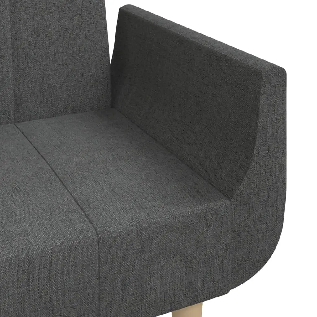 2-Seater Sofa Bed in Grey Fabric with Pillows