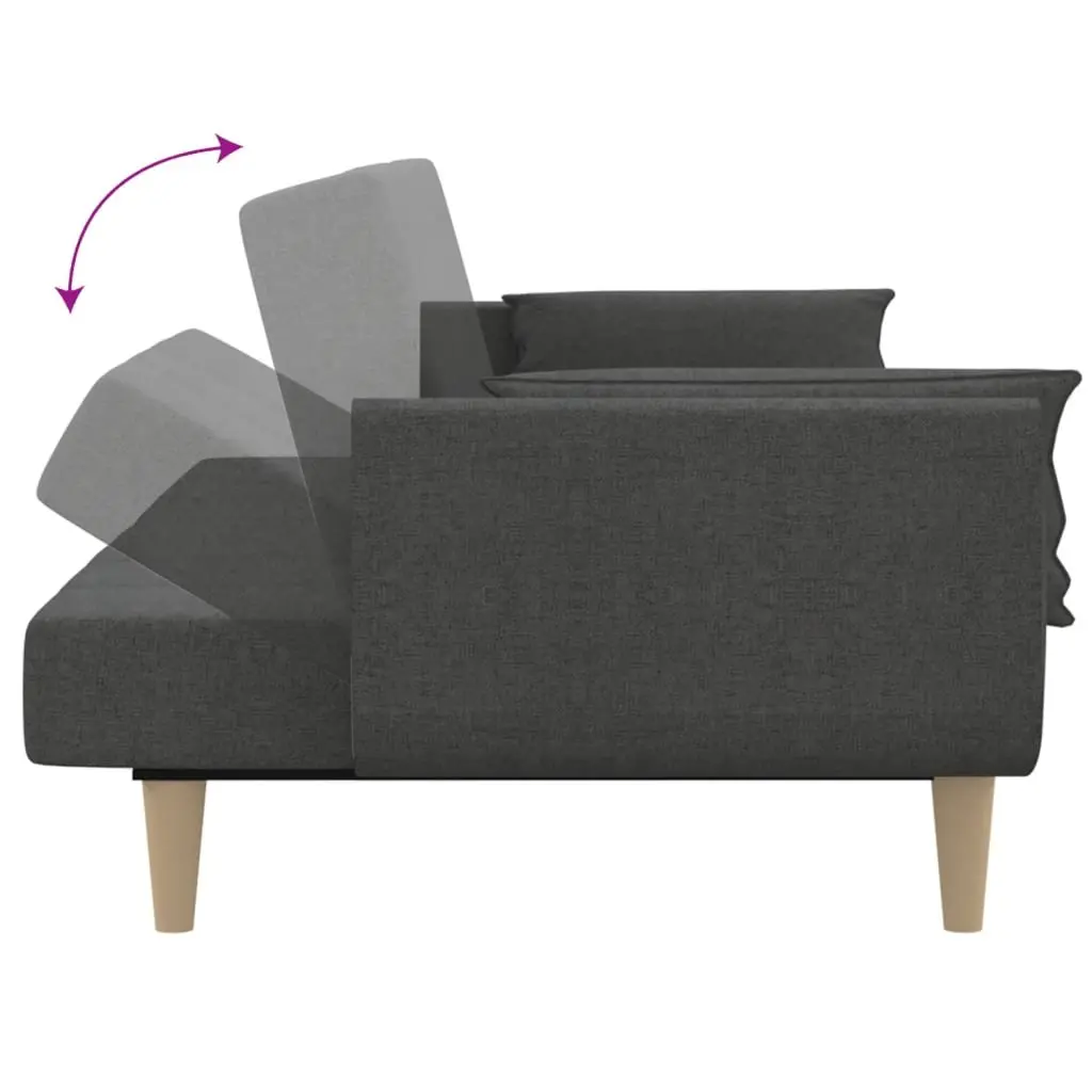 2-Seater Sofa Bed in Grey Fabric with Pillows