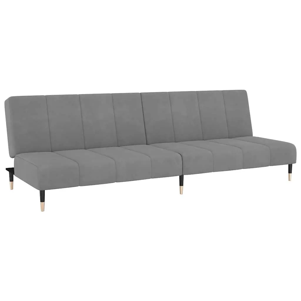 Grey Velvet 2-Seater Sofa Bed for Guests