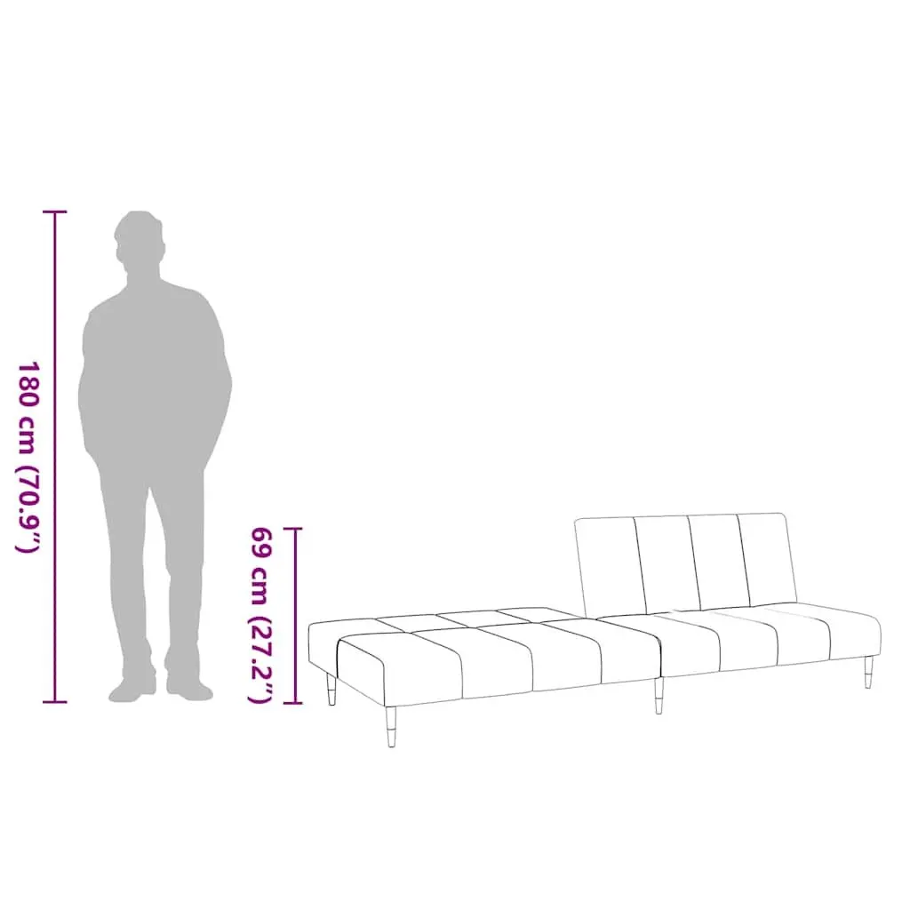 Grey Velvet 2-Seater Sofa Bed for Guests
