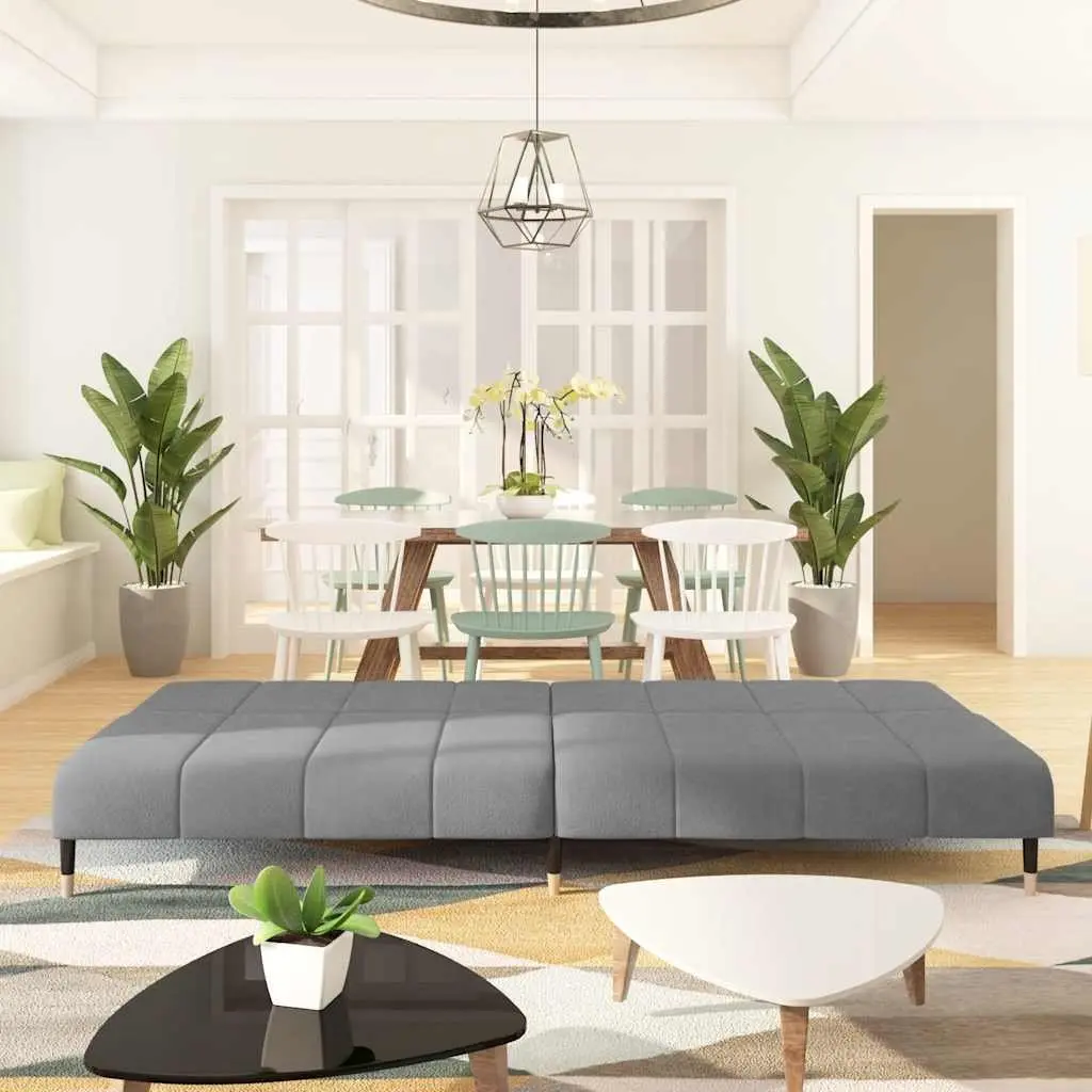 Grey Velvet 2-Seater Sofa Bed for Guests