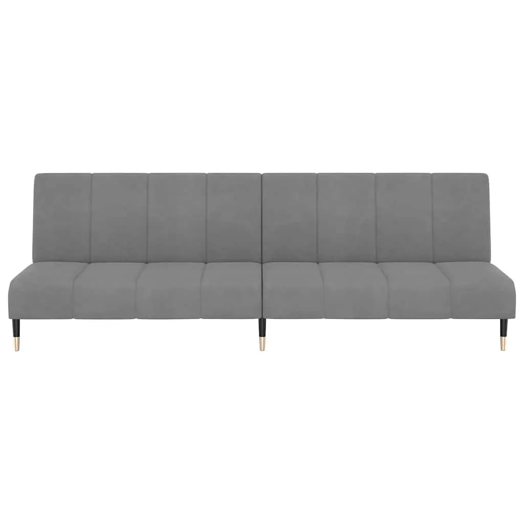 Grey Velvet 2-Seater Sofa Bed for Guests